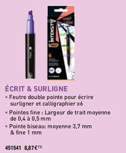 feutre double pointe pour écrire surligner et calligraphier x 6 bic