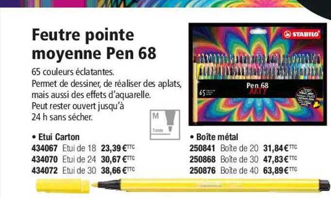 feutre pointe moyenne pen 68 stabilo