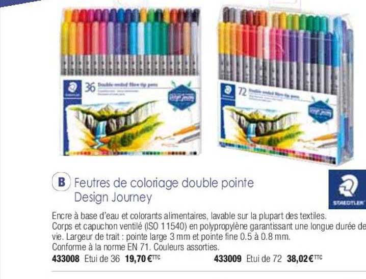 feutres de coloriage double pointe design journey staedtler