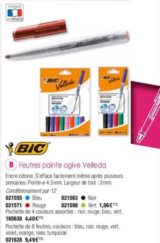 feutres pointe ogive velleda bic