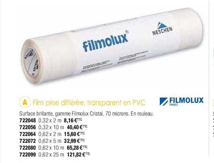 film prise différée, transparent en pvc filmolux