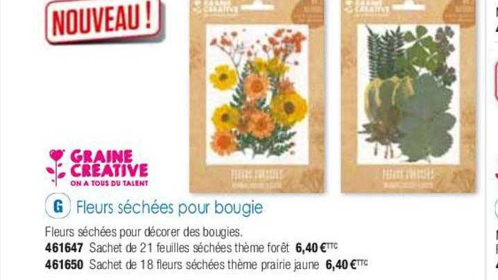 fleurs séchées pour bougie graine créative