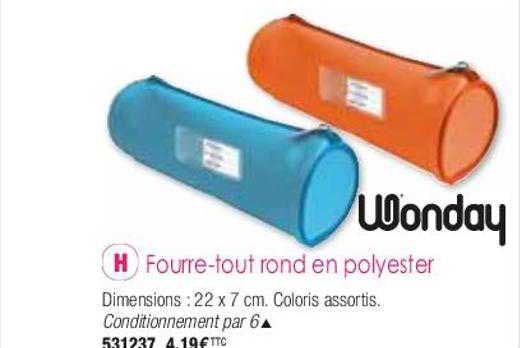 fourre-tout rond en polyester wonday