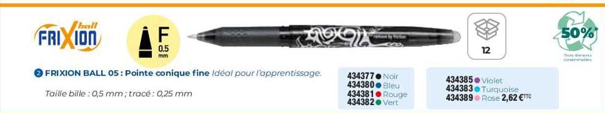 frixion ball 05 : pointe conique fine