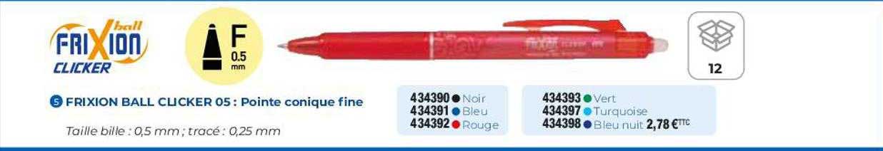 frixion ball clicker 05 : pointe conique fine