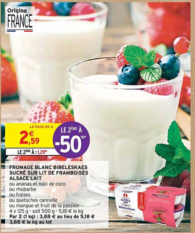 Fromage Blanc Bibeleskaes Sucré Sur Lit De Framboises Alsace Lait