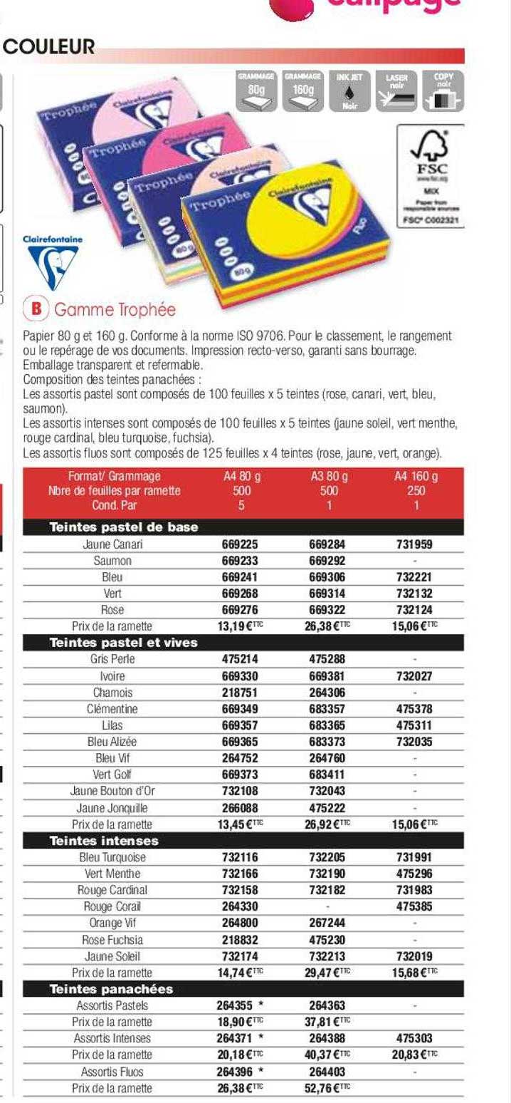 gamme trophée clairefontaine