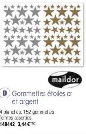 gommettes étoiles or et argent maildor