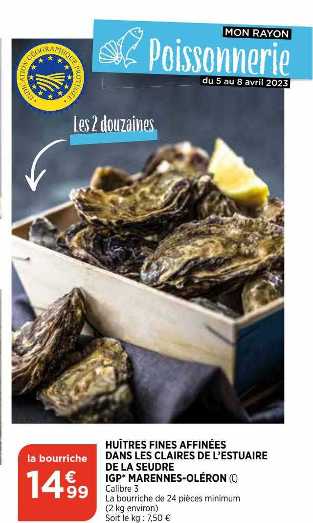 huîtres fines affinées dans les claires de l'estuaire de la seudre igp marennes-oléron