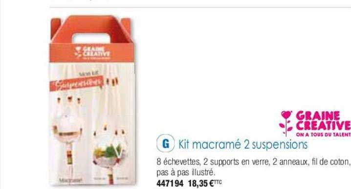 kit macramé 2 suspensions graine créative