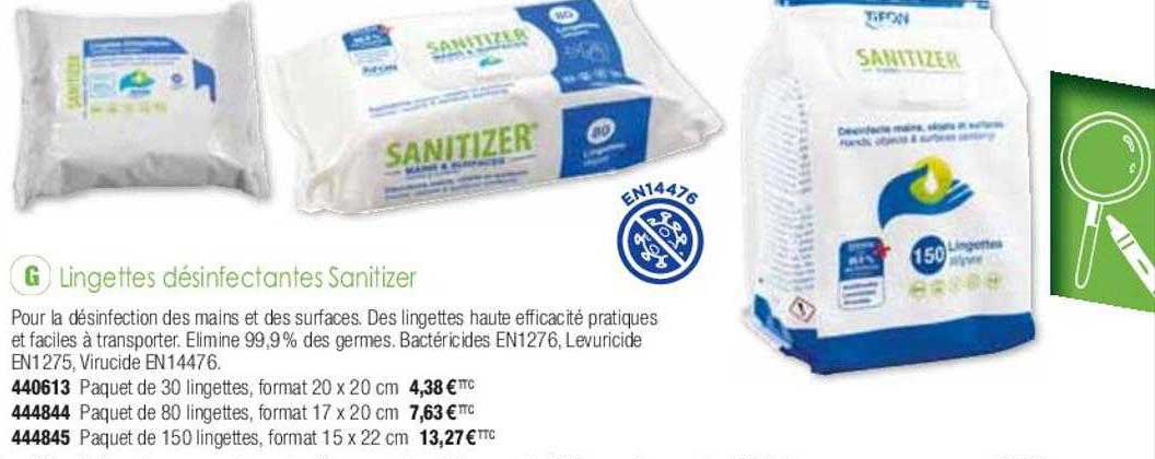 Lingettes Désinfectantes Sanitizer