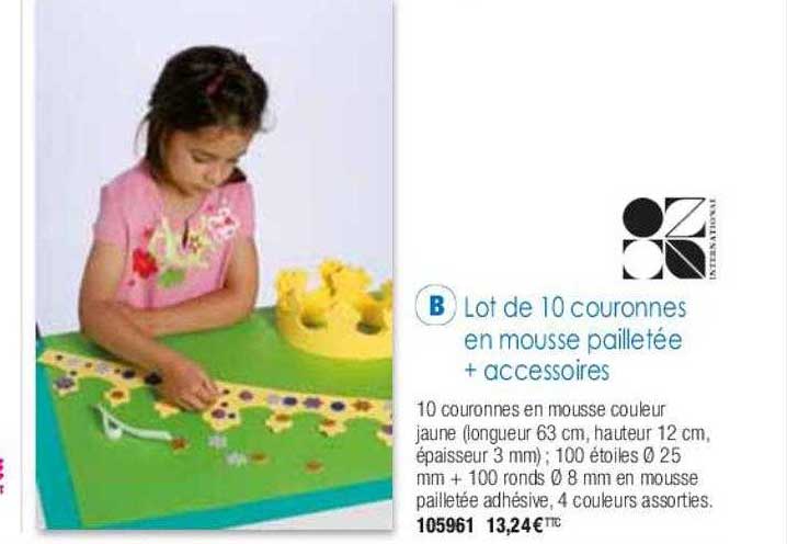 lot de 10 couronnes en mousse pailletée + accessoires