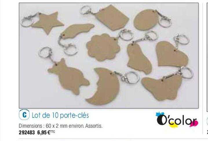 lot de 10 porte-clés o'color