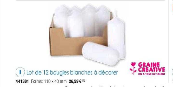 lot de 12 bougies blanches à décorer graine créative