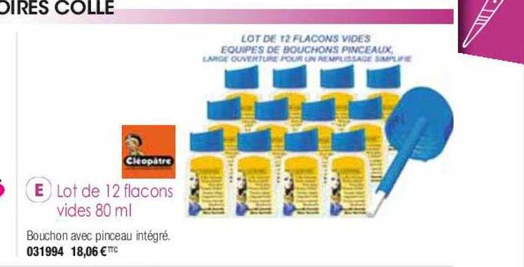 lot de 12 flacons vides 80 ml cléopâtre