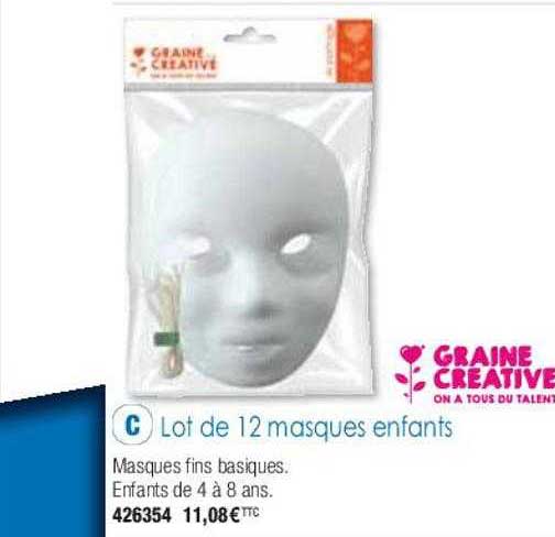 lot de 12 masques enfants graine créative