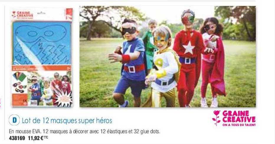 lot de 12 masques super héros graine créative