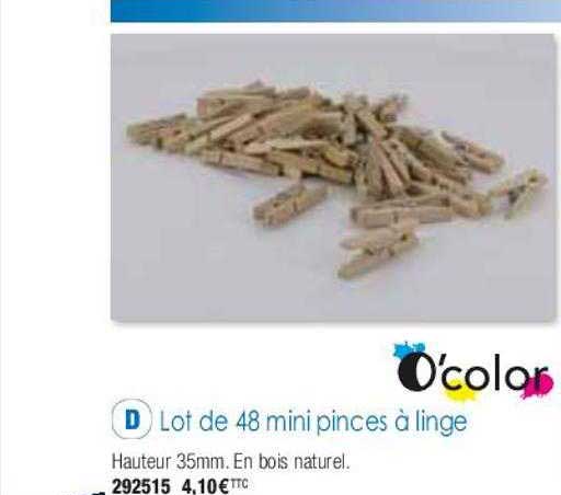 lot de 48 mini pinces à linge o'color