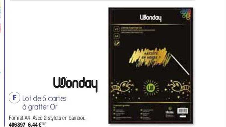 lot de 5 cartes à gratter or wonday