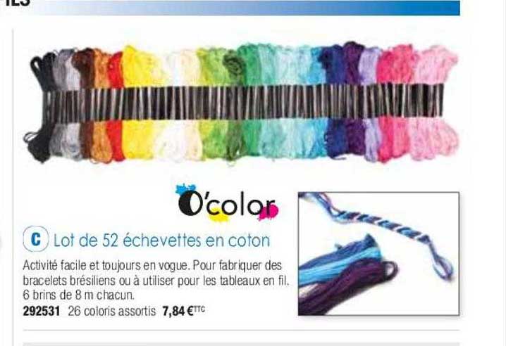 lot de 52 échevettes en coton o'color