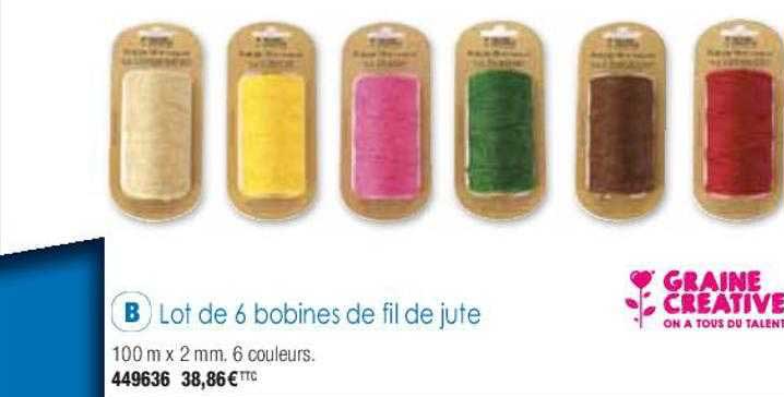 lot de 6 bobines de fil de jute graine créative