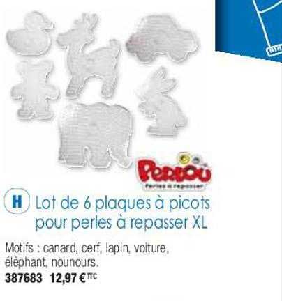 lot de 6 plaques à picots pour perles à repasser xl perlou