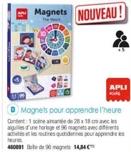 magnets pour apprendre l'heure apli kids