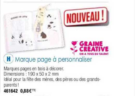 marque page à personnaliser graine créative
