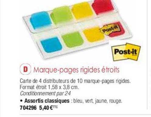 marque-pages rigides étroits post-it