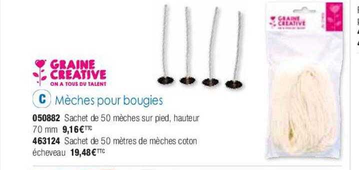 mèches pour bougies graine créative