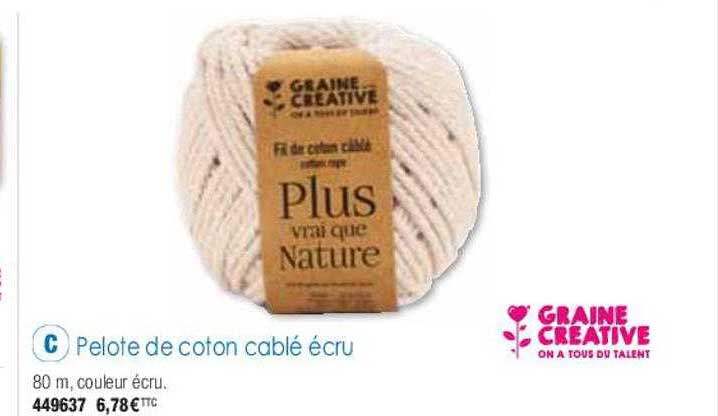pelote de coton câblé écru graine créative