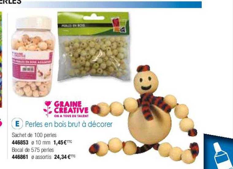 perles en bois brut à décorer graine créative