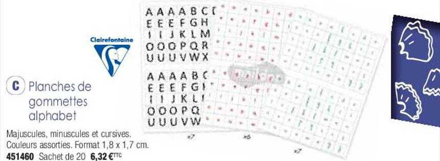 planches de gommettes alphabet clairefontaine