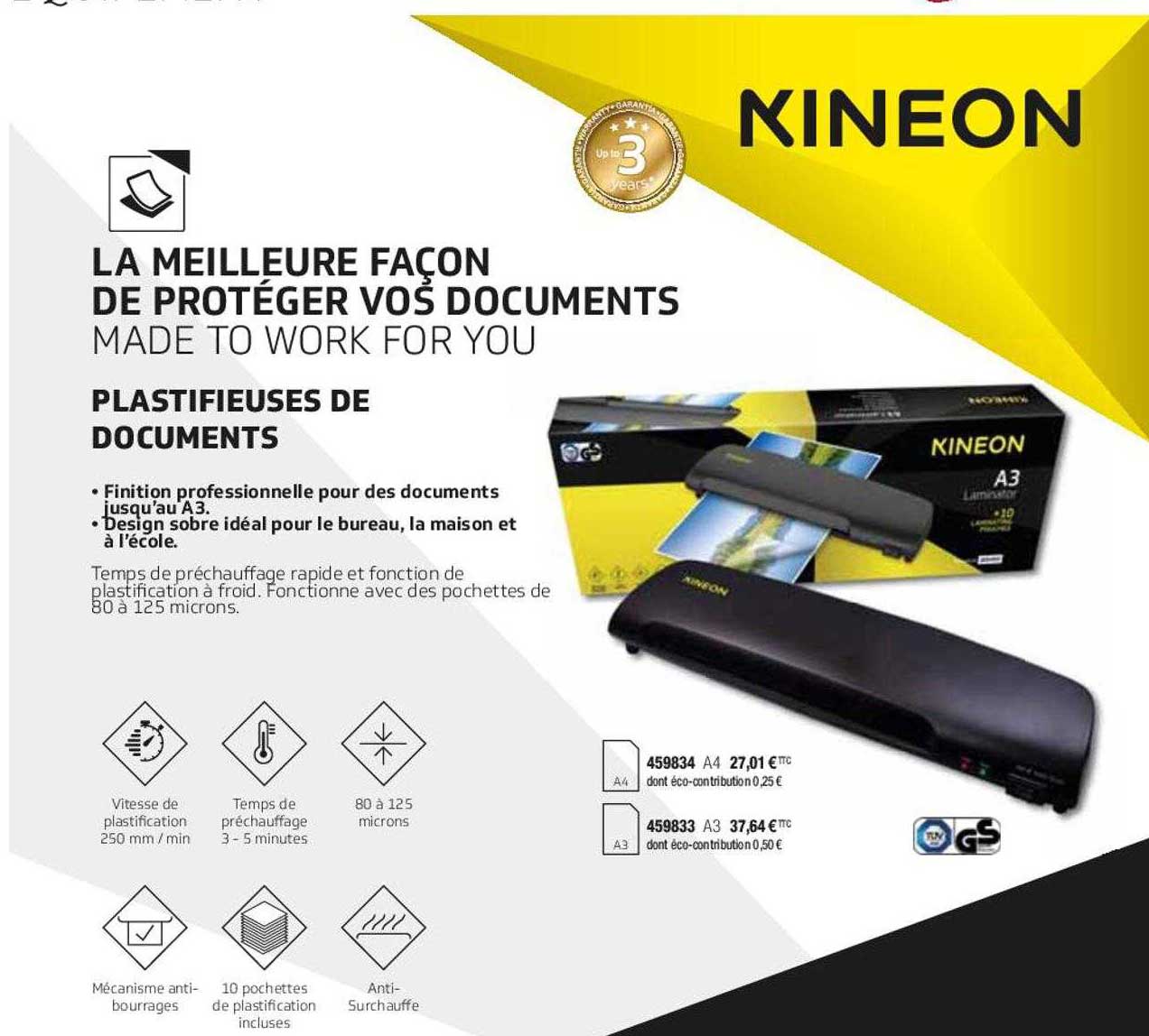 plastifieuses de documents kineon