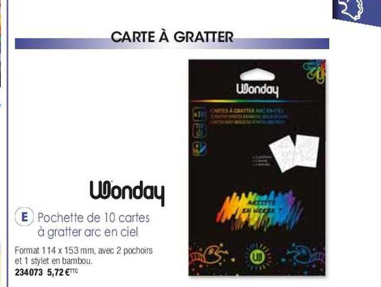 pochette de 10 cartes à gratter arc en ciel wonday