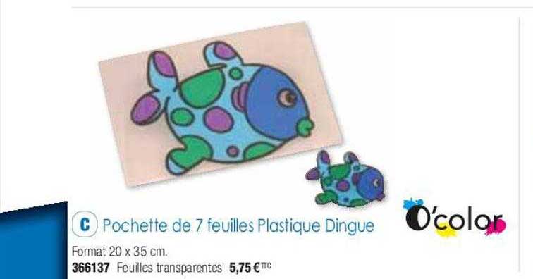 pochette de 7 feuilles plastique dingue o'color