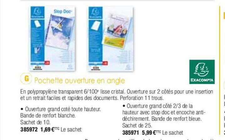 pochette ouverture en angle exacompta