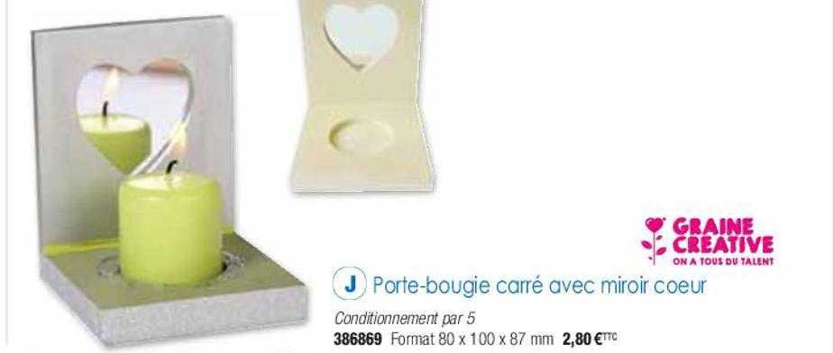 porte-bougie carré avec miroir cœur graine créative