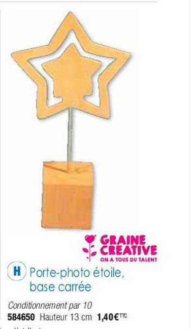 porte-photo étoile, base carrée graine créative