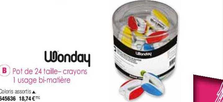 pot de 24 taille-crayons 1 usage bi-matière wonday