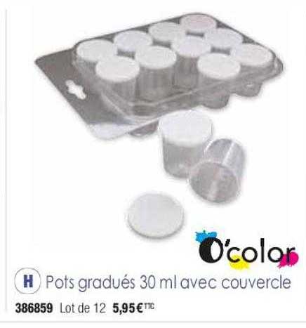 pots gradués 30ml avec couvercle o'color