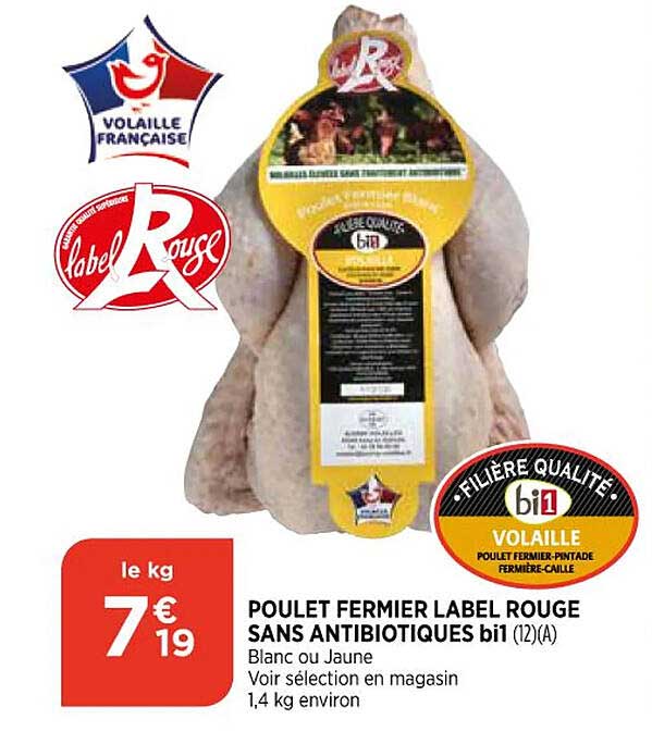poulet fermier label rouge sans antibiotiques bi1