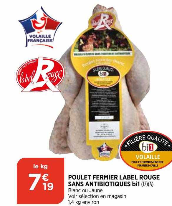 poulet fermier label rouge sans antibiotiques bi1