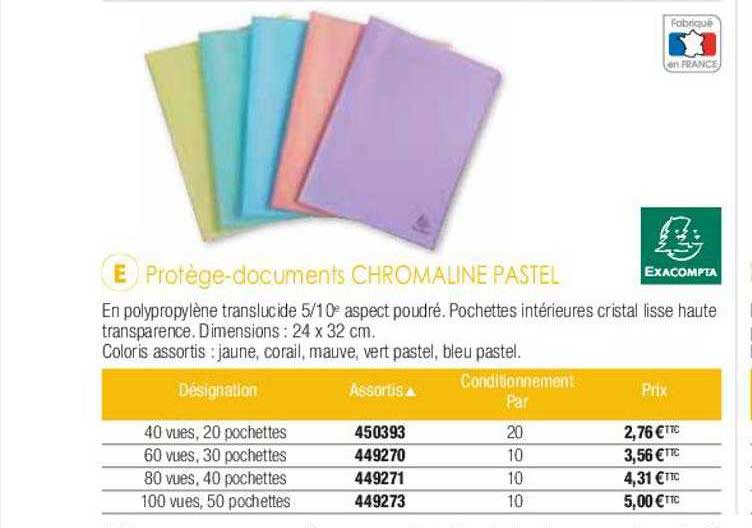 protège-documents chromaline pastel exacompta