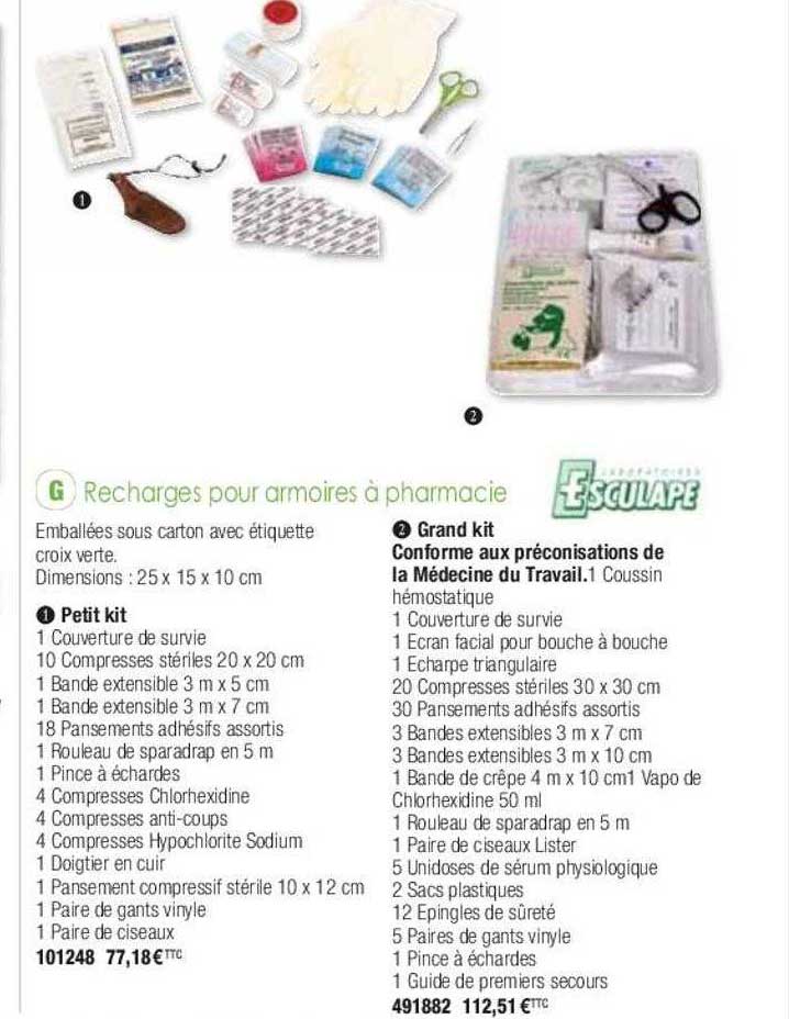 recharges pour armoires à pharmacie esculape