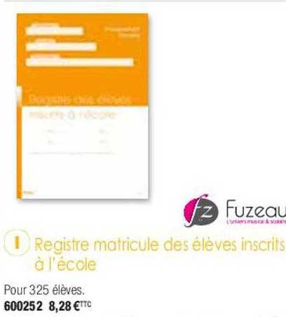 registre matricule des élèves inscrits à l'école fuzeau