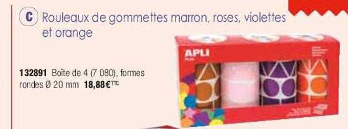 rouleaux de gommettes marron, roses, violettes et orange