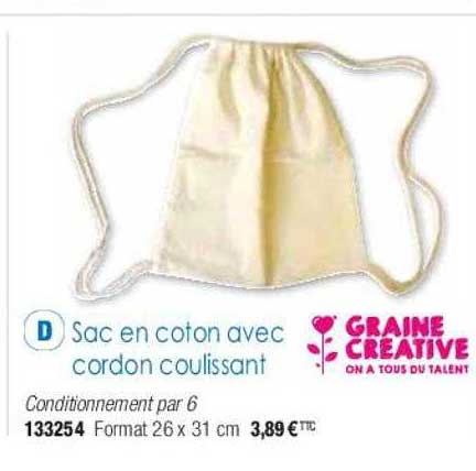 sac en coton avec cordon coulissant graine créative