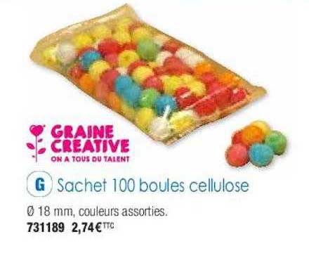 sachet 100 boules cellulose graine créative