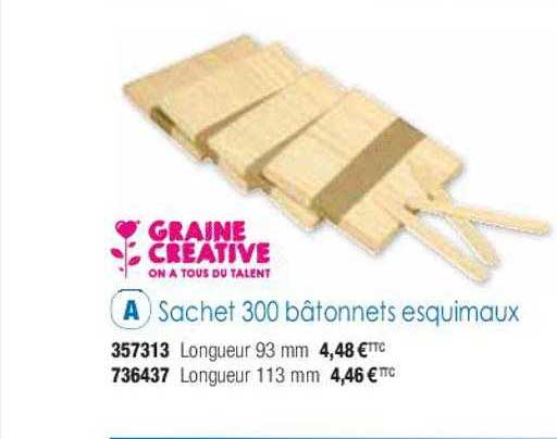 sachet 300 bâtonnets esquimaux graine créative